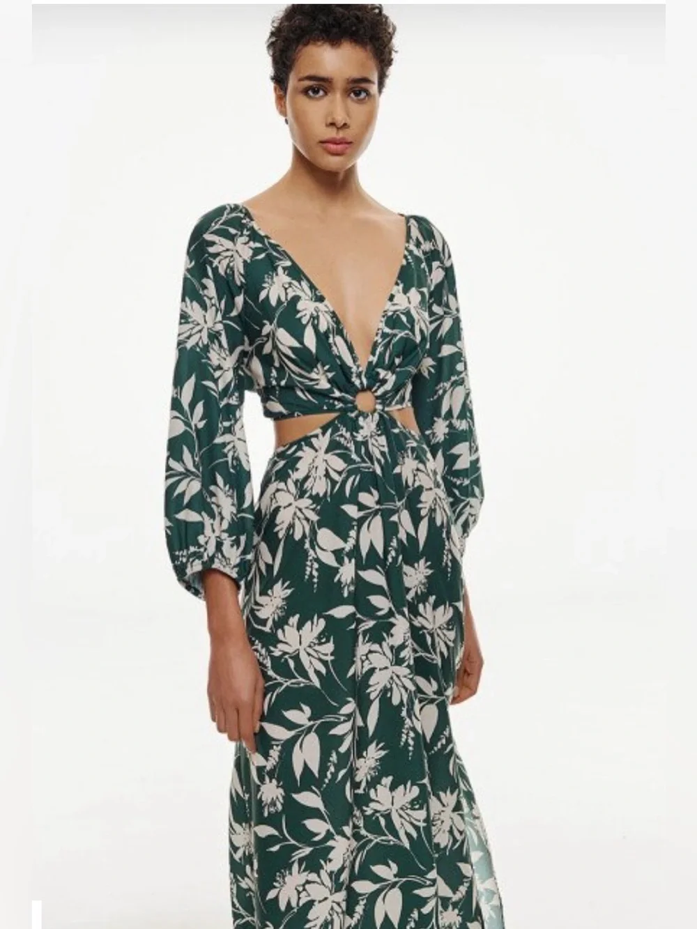 Abercrombie & Fitch long-sleeve plunge cut-out maxi dress size S